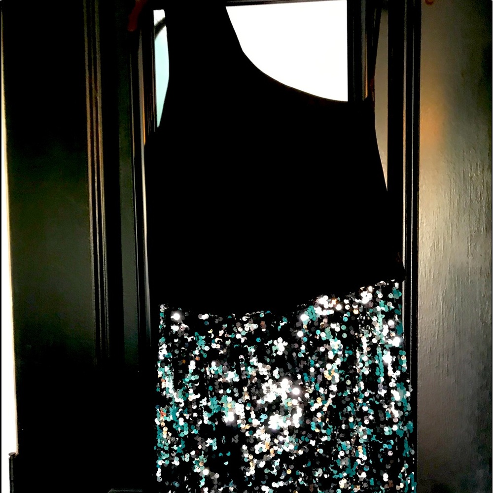 Black cold shoulder party dress